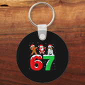 67 Christmas Dabbing Santa Snowman Funny Six Seven Schlüsselanhänger (Vorderseite)