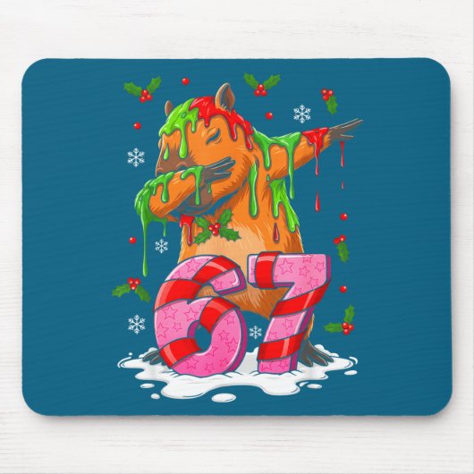 67 Christmas Funny 67 Brainrot Youth Kids Capybara Mousepad (Vorne)