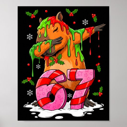 67 Christmas Funny 67 Brainrot Youth Kids Capybara Poster (Vorne)