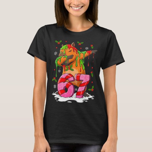 67 Christmas Funny 67 Brainrot Youth Kids Capybara T-Shirt (Vorderseite)