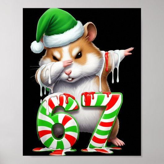 67 Christmas Funny 67 Brainrot Youth Kids Hamster  Poster (Vorne)