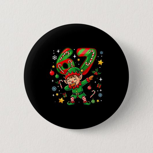 67 Christmas Funny 67 Meme Youth Kids Elf 67  Button (Vorderseite)