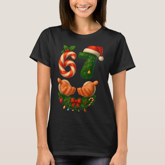 67 Christmas Funny 6 7 Meme Holiday Gen Alpha Slan T-Shirt (Vorderseite)