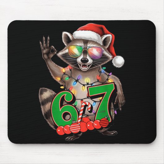 67 Christmas Funny Raccoon Festive 6-7 Meme Boys G Mousepad (Vorne)