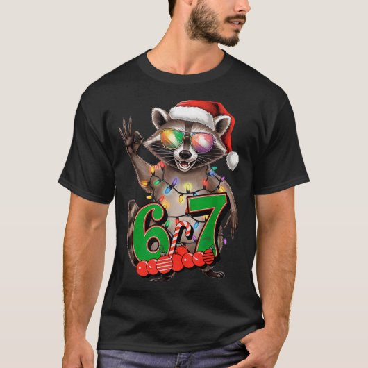 67 Christmas Funny Raccoon Festive 6-7 Meme Boys G T-Shirt (Vorderseite)