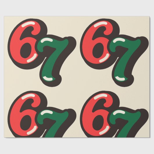 67 Christmas Funny Red & Green Wrapping Paper Geschenkpapier (Flach)