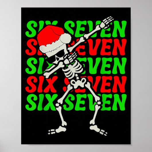 67 Christmas Funny Six Seven Meme Brainrot Dabbing Poster (Vorne)