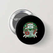 67 Christmas Funny Six Seven Meme Brainrot Santa C Button (Vorne & Hinten)
