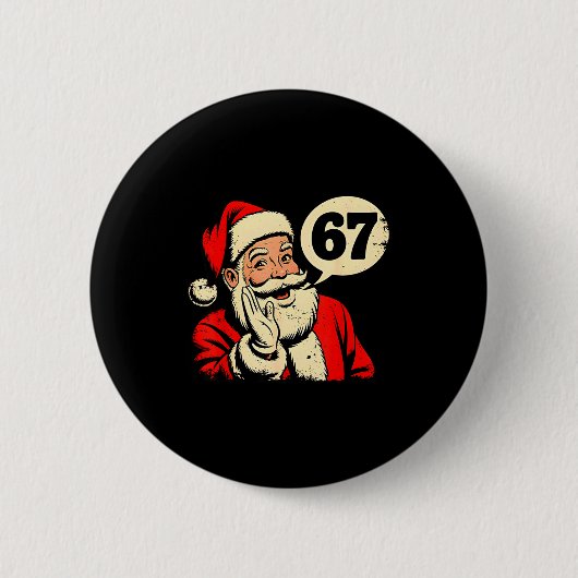 67 Christmas Funny Six Seven Meme Brainrot Santa C Button (Vorderseite)