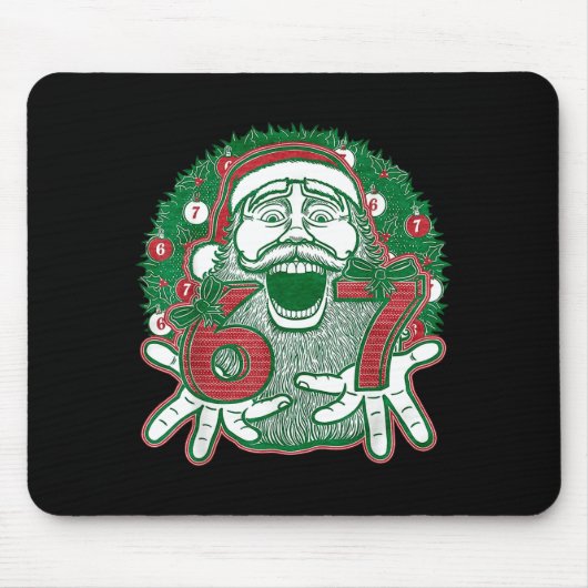 67 Christmas Funny Six Seven Meme Brainrot Santa C Mousepad (Vorne)