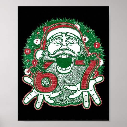67 Christmas Funny Six Seven Meme Brainrot Santa C Poster (Vorne)