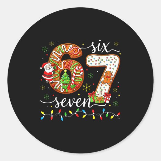 67 Christmas Gingerbreadman 6 7 Meme Xmas 67 Runder Aufkleber (Vorderseite)