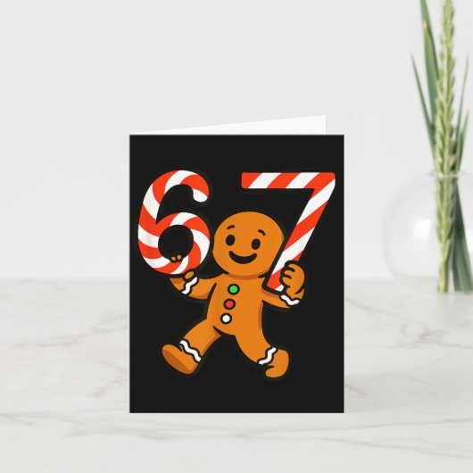 67 Christmas Gingerbreadman Candy Cane 6 7 Meme Xm Karte (Vorderseite)