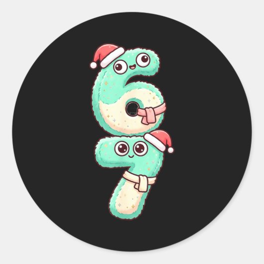 67 Christmas Kawaii Pastel Design  Runder Aufkleber (Vorderseite)