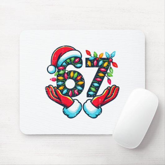 67 Christmas Lights Funny Christmas 6 7 Meme Xmas Mousepad (Mit Mouse)