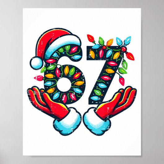 67 Christmas Lights Funny Christmas 6 7 Meme Xmas  Poster (Vorne)