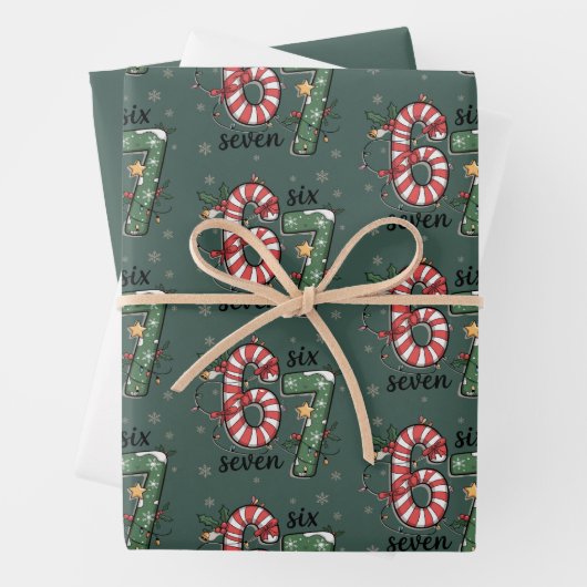 67 Christmas Lights Six Seven Holiday Funny Meme Geschenkpapier Set (Beispiel)