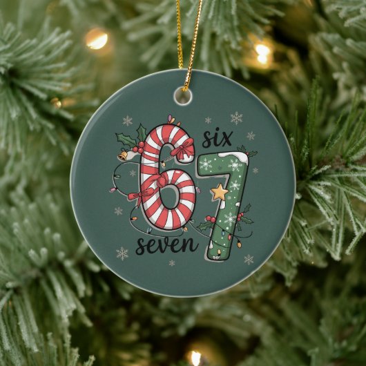 67 Christmas Lights Six Seven Holiday Funny Meme Keramik Ornament (Baum)