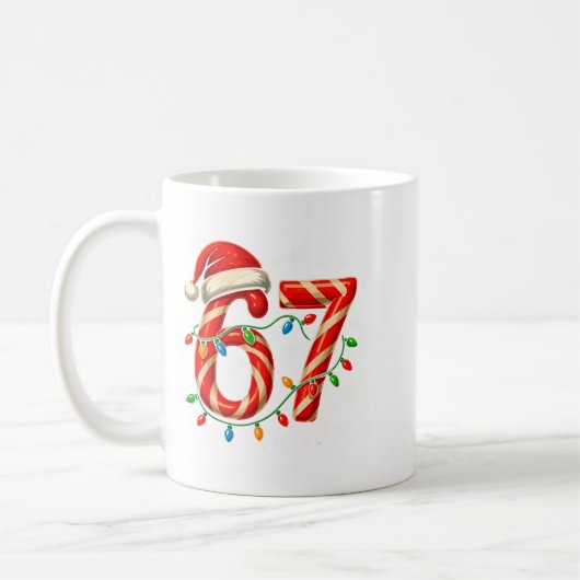 67 Christmas Meme Funny Six Seven Xmas Lights Cand Kaffeetasse (Links)