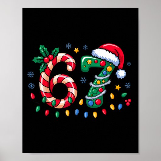 67 Christmas Meme Six Seven Xmas Funny Boys Girls  Poster (Vorne)