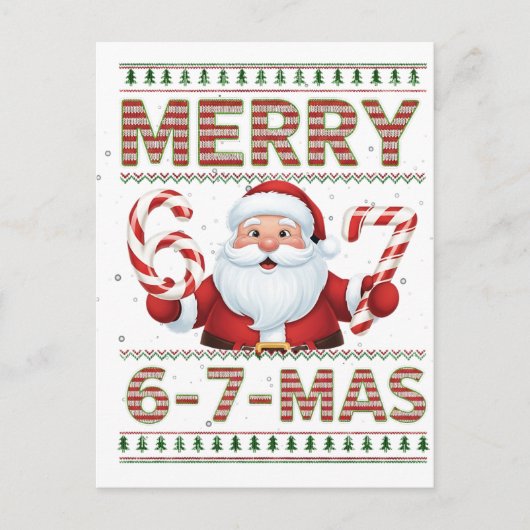 67 Christmas Merry 6 7 Mas Ugly Xmas Six Seven Einladungspostkarte (Vorderseite)