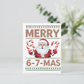 67 Christmas Merry 6 7 Mas Ugly Xmas Six Seven Einladungspostkarte (Stehend Vorderseite)