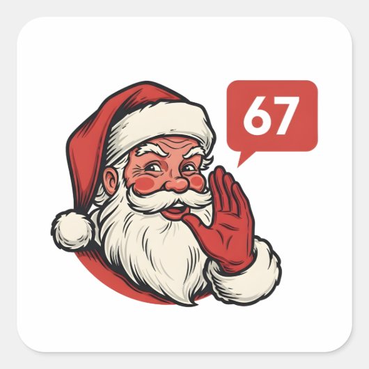 67 Christmas Merry Six Seven Brainrot Santa Claus Quadratischer Aufkleber (Vorderseite)