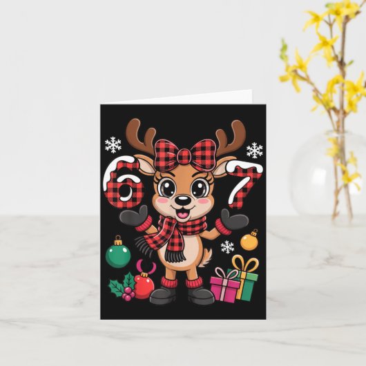 67 Christmas Outfit Women Meme Reindeer Six Seven Karte (Gelbe Blume)