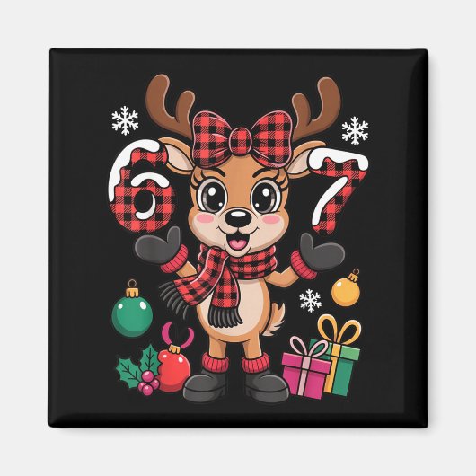 67 Christmas Outfit Women Meme Reindeer Six Seven Magnet (Vorne)