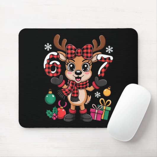 67 Christmas Outfit Women Meme Reindeer Six Seven Mousepad (Mit Mouse)