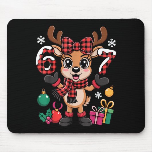 67 Christmas Outfit Women Meme Reindeer Six Seven  Mousepad (Vorne)