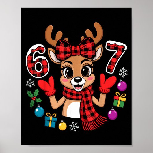 67 Christmas Outfit Women Meme Reindeer Six Seven  Poster (Vorne)