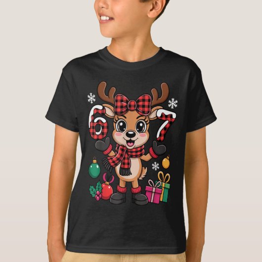 67 Christmas Outfit Women Meme Reindeer Six Seven T-Shirt (Vorderseite)