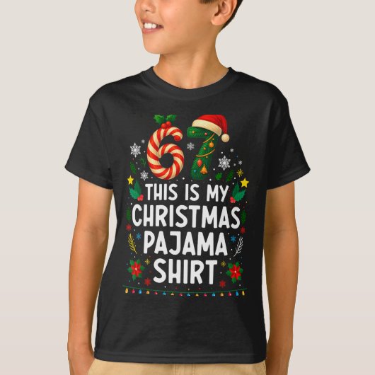 67 Christmas Pajama Shirt 6 7 Funny Meme Teen Boys (Vorderseite)