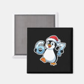 67 Christmas Penguin Santa Hat Birthday Holiday Magnet (Vorderseite/Rückseite)