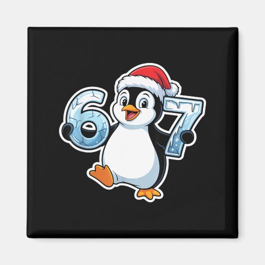 67 Christmas Penguin Santa Hat Birthday Holiday Magnet (Vorne)