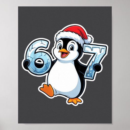 67 Christmas Penguin Santa Hat Birthday Holiday  Poster (Vorne)