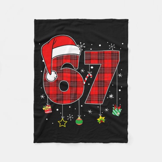 67 Christmas Plaid Santa Hat Funny Family Matching Fleecedecke (Vorderseite)