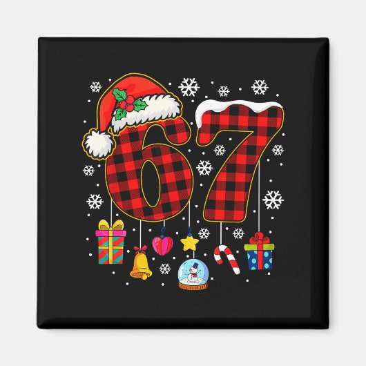 67 Christmas Red Plaid 6 7 Six Seven Boys Christma Magnet (Vorne)