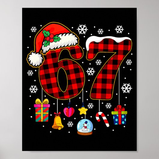 67 Christmas Red Plaid 6 7 Six Seven Boys Christma Poster (Vorne)