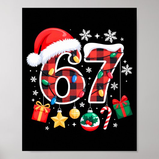 67 Christmas Red Plaid 6 7 Six Seven Boys Christma Poster (Vorne)