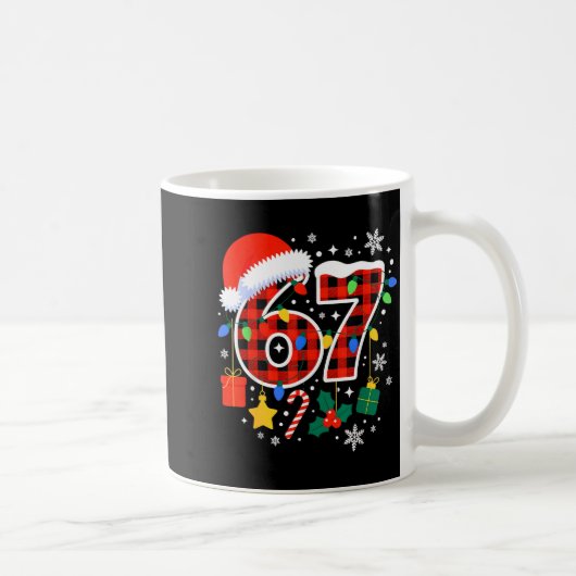 67 Christmas Red Plaid 6 7 Six Seven Boys Kaffeetasse (Rechts)