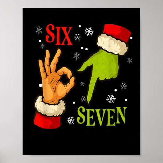 67 Christmas Santa Claus Green 6 7 Internet Meme X Poster (Vorne)