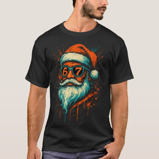 67 Christmas Santa Face 6 7 Meme Six Seven Teen Bo T-Shirt (Vorderseite)