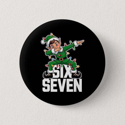 67 Christmas Six Seven 6 7 Meme Funny Dabbing Elf Button (Vorderseite)