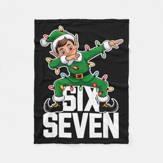 67 Christmas Six Seven 6 7 Meme Funny Dabbing Elf Fleecedecke (Vorderseite)