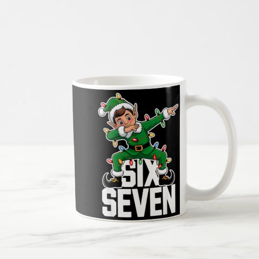 67 Christmas Six Seven 6 7 Meme Funny Dabbing Elf Kaffeetasse (Rechts)