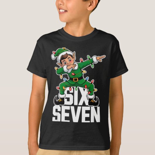 67 Christmas Six Seven 6 7 Meme Funny Dabbing Elf  T-Shirt (Vorderseite)