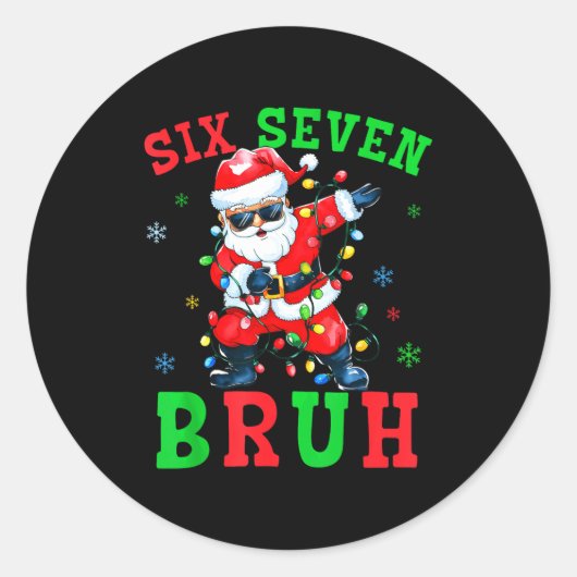67 Christmas Six Seven Bruh Meme Santa Dabbing Chr Runder Aufkleber (Vorderseite)