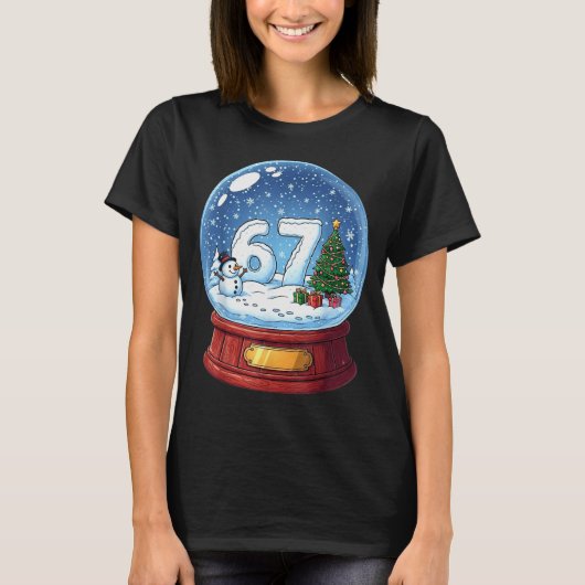 67 Christmas Snow Globe Funny Six Seven Meme  T-Shirt (Vorderseite)